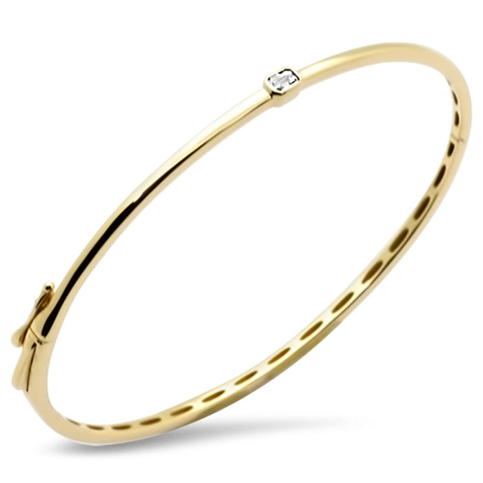 SPECIAL! .17ct G SI 14K Yellow Gold Emerald Cut Diamond Center Bangle Bracelet