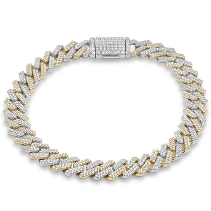 SPECIAL! 11MM 3.11ct G SI 14K Two Tone Gold Diamond Micro Pave Cuban Square Link Bracelet 8"