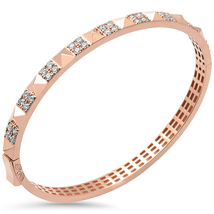 SPECIAL! 1.20ct G SI 14K Rose Gold Diamond Spike Studded Bangle Bracelet