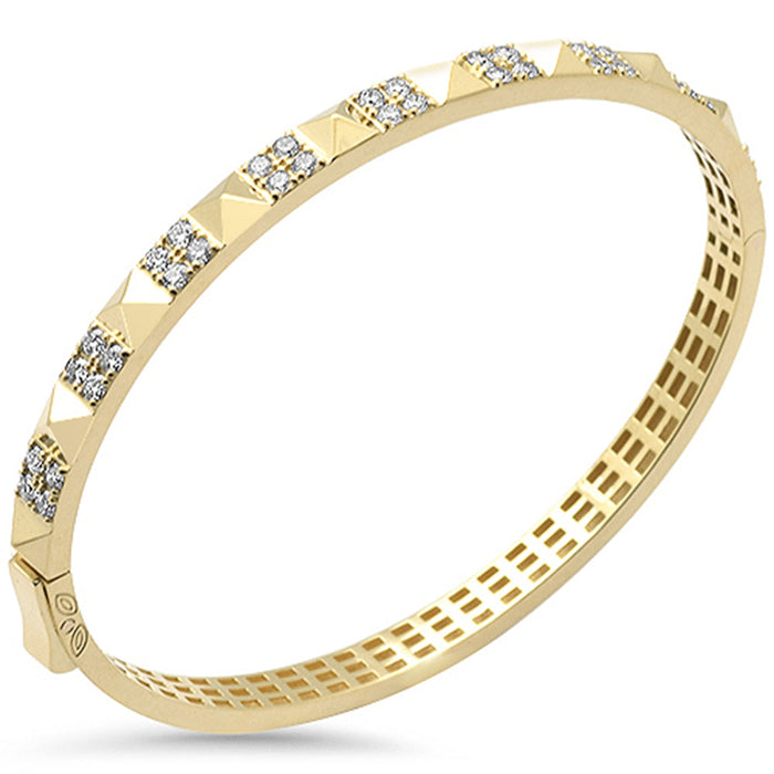 SPECIAL!1.19ct G SI 14K Yellow Gold Diamond Spike Studded Bangle Bracelet