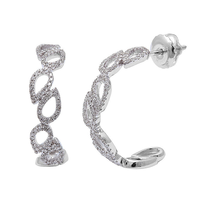 DIAMOND CLOSEOUT! .24ct 14kt White gold F SI Hoop Huggie Style Tear Drop Shaped Diamond Earrings