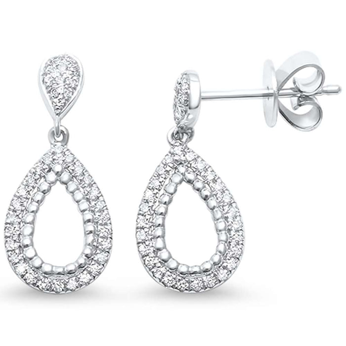 DIAMOND CLOSEOUT! .22ct G SI 14kt White Gold Pear Drop Dangle Diamond Earrings