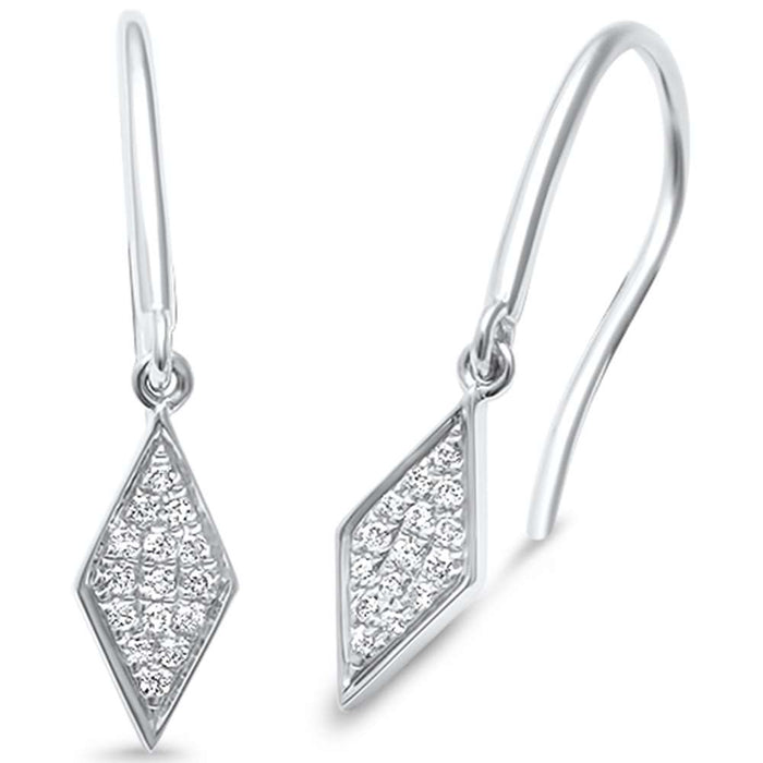 DIAMOND CLOSEOUT! .09ct G SI 14kt White Gold Modern Drop Diamond Stud Earrings