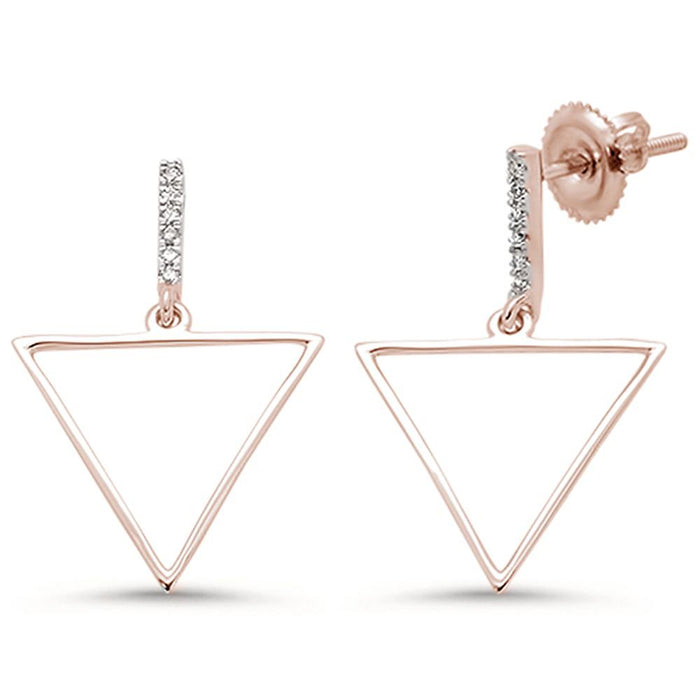 DIAMOND CLOSEOUT! .08ct 14k Rose Gold Diamond Trendy Triangle Earrings
