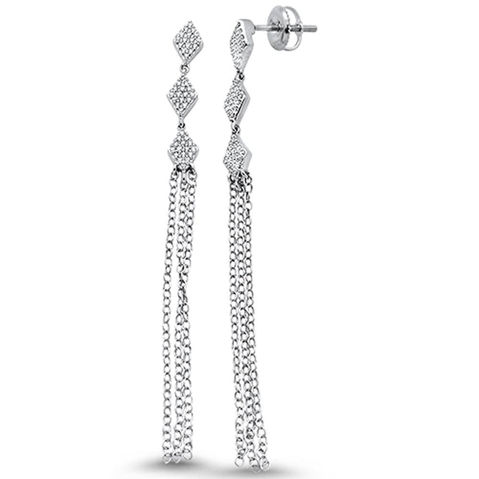 DIAMOND CLOSEOUT! .23ct 14k White Gold Diamond Drop Dangle Tassel Earrings