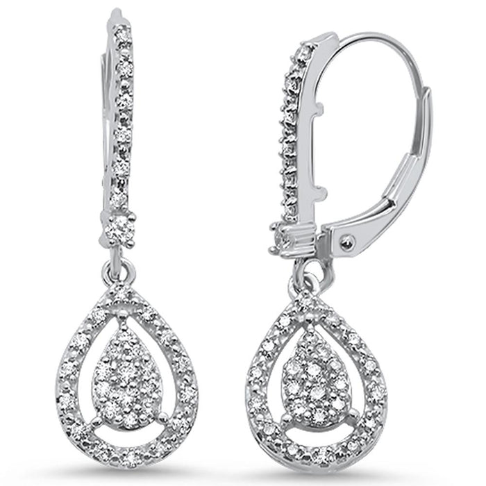 DIAMOND CLOSEOUT! .41ct 14k White Gold Pear Tear Drop Dangle Diamond Earrings