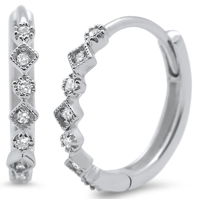 DIAMOND CLOSEOUT! .15ct 14k White Gold Hoop Huggie Diamond Earrings