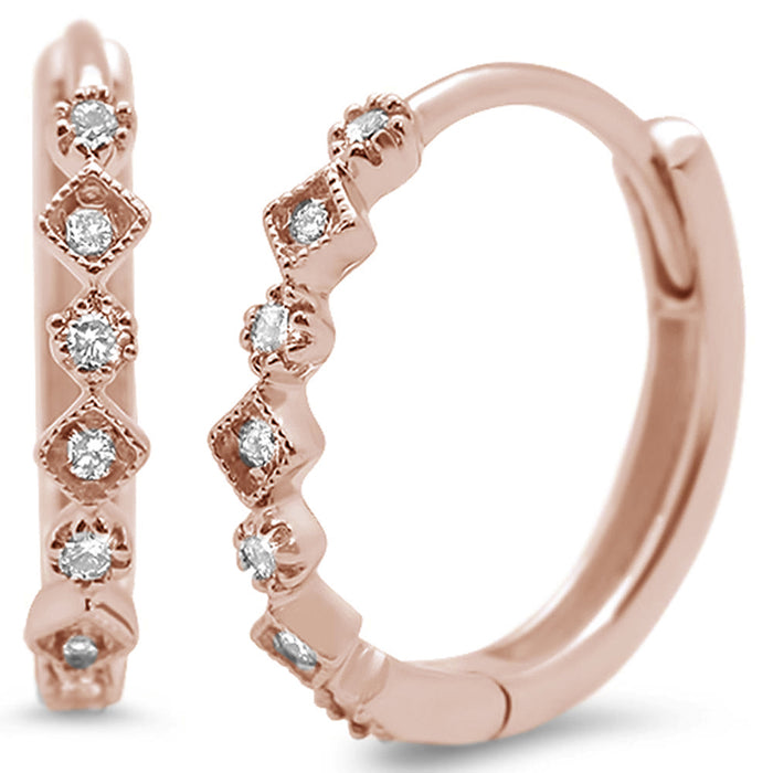 DIAMOND CLOSEOUT! .16ct G SI 14K Rose Gold Diamond Hoop Huggie Earrings