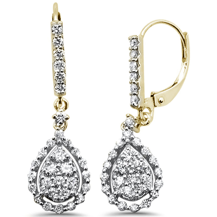 DIAMOND CLOSEOUT! .91ct 14k Yellow Gold Diamond Drop Dangle Earrings