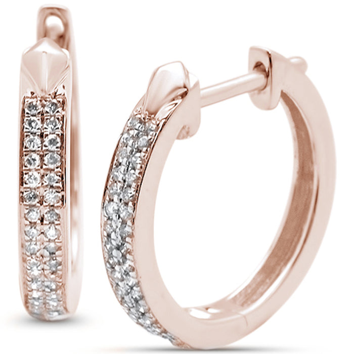 DIAMOND CLOSEOUT! .16ct 10k Rose Gold Diamond Hoop Huggie Earrings
