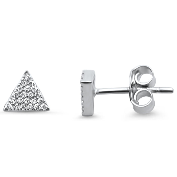 DIAMOND CLOSEOUT! .08ct 14kt White Gold Triangle Diamond Stud Earrings