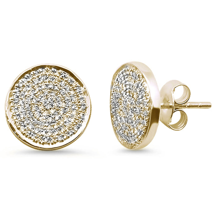 DIAMOND CLOSEOUT! .38ct 14kt Yellow Gold Round Diamond Circle Disc Diamond Stud Earrings
