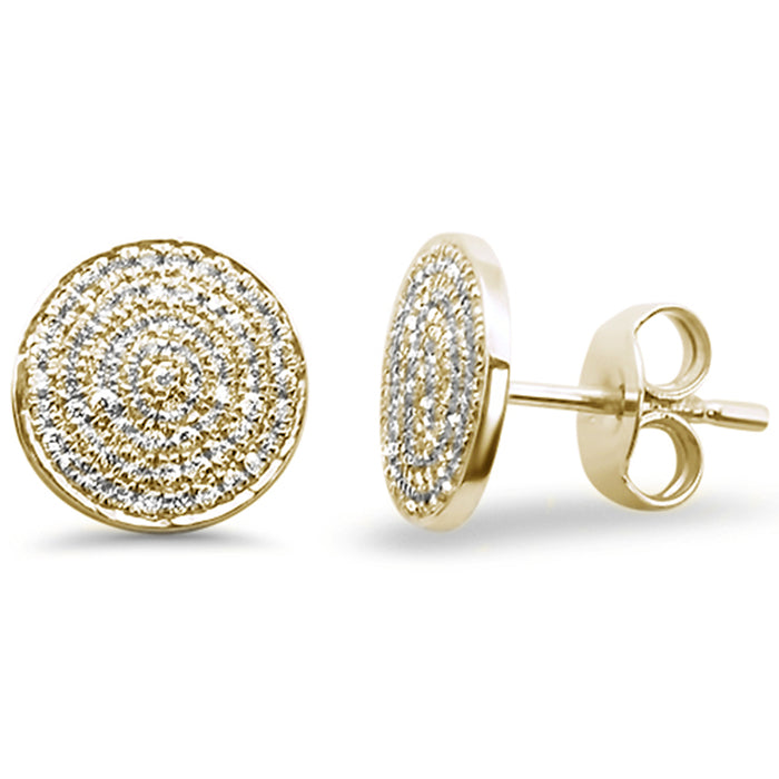 DIAMOND CLOSEOUT! .22ct 14kt Yellow Gold Micro Pave Disc Diamond Earrings