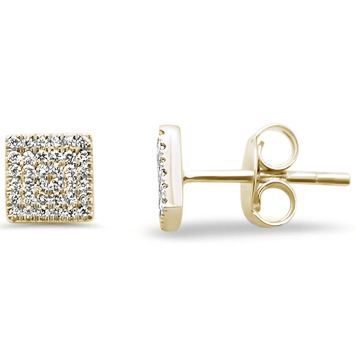 DIAMOND CLOSEOUT! .15ct 14kt Yellow Gold Trendy Square Diamond Stud Earrings