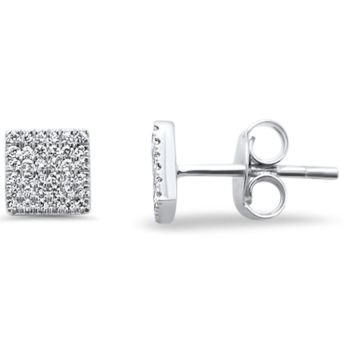 DIAMOND CLOSEOUT! .12ct 14kt White Gold Trendy Square Diamond Stud Earrings