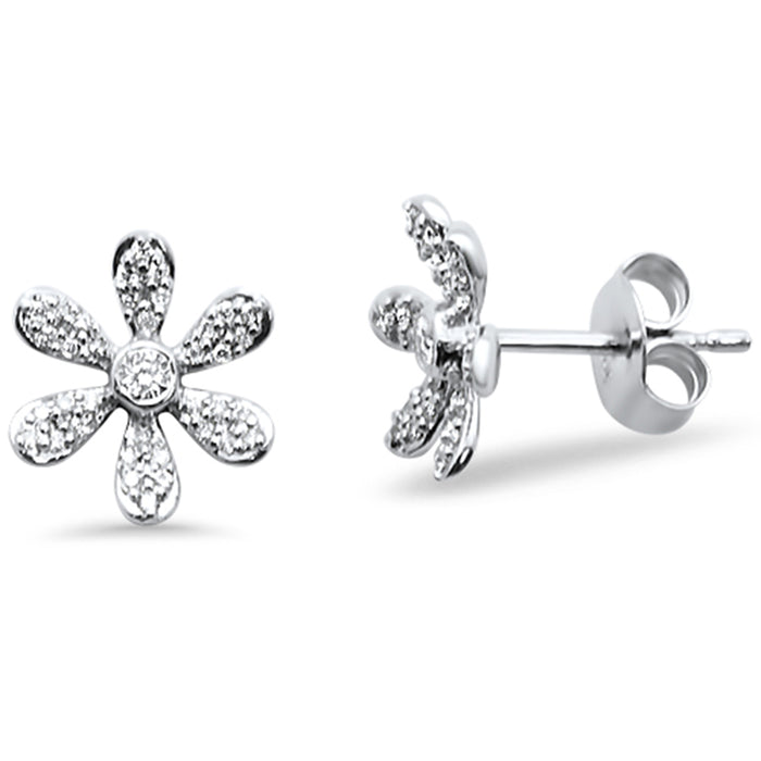 DIAMOND CLOSEOUT! .19ct 14kt White Gold Diamond Trendy Flower Stud Earrings