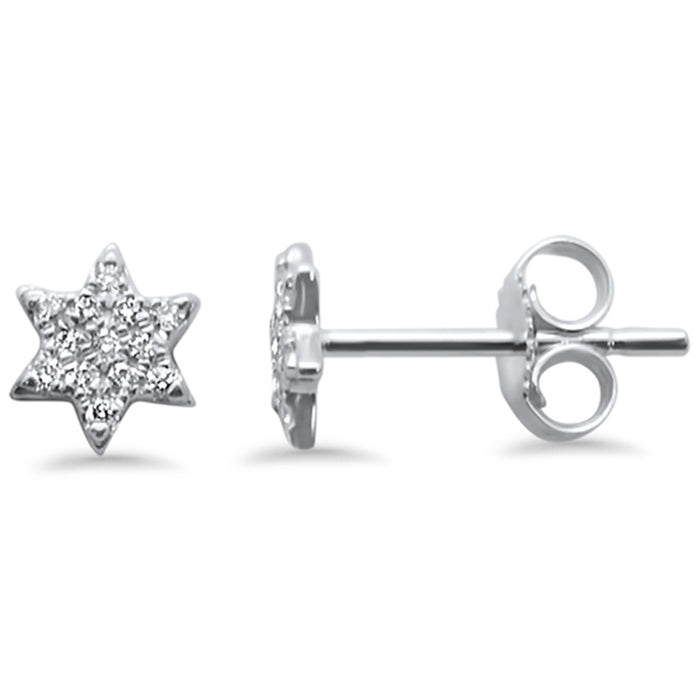 DIAMOND CLOSEOUT! .13ct 14kt White Gold Trendy Modern Star Diamond Stud Earrings