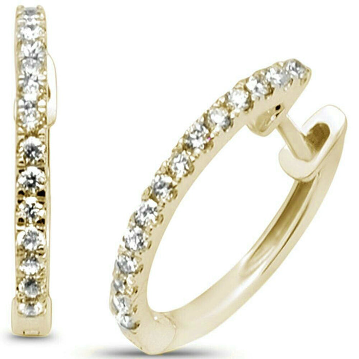 DIAMOND CLOSEOUT! .22ct 14K Yellow Gold Hoop Huggie Diamond Earrings