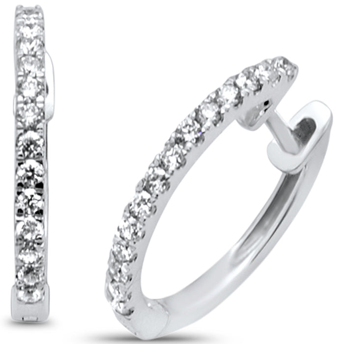 DIAMOND CLOSEOUT! .22ct 14kt White Gold Diamond Hoop Huggie Earrings
