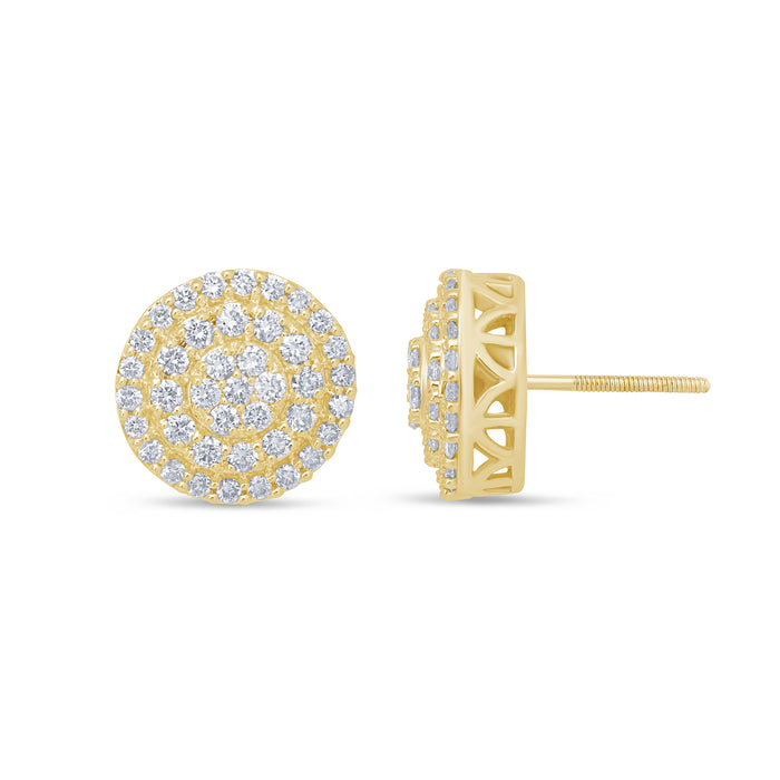 DIAMOND CLOSEOUT! .98ct 10k Yellow Gold Round Cluster Diamond Stud Earrings