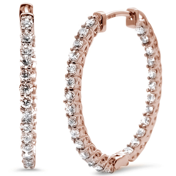 DIAMOND CLOSEOUT! 1.03ct 10k Rose Gold Diamond Hoop Huggie Earrings