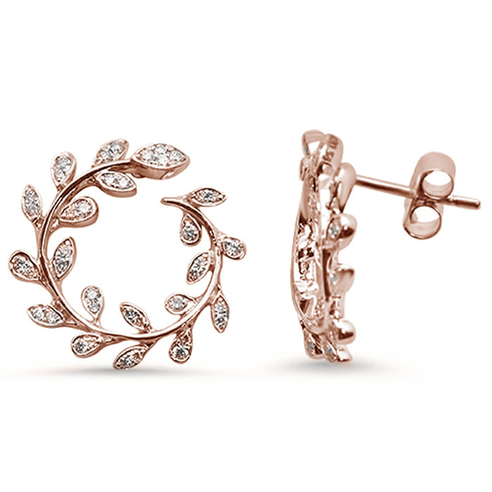 DIAMOND CLOSEOUT! .33ct 14K Rose Gold Olive Leaf Round Modern Diamond Earrings