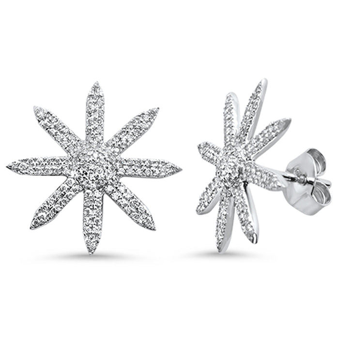 DIAMOND CLOSEOUT! .39ct 14K White Gold Starburst Modern Diamond Earrings