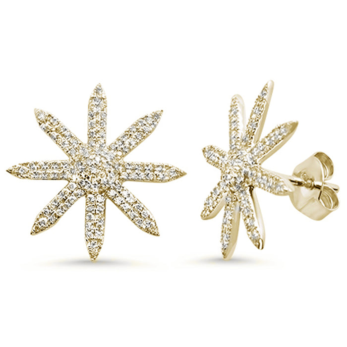 DIAMOND CLOSEOUT! .38ct 14K Yellow Gold Starburst Modern Diamond Earrings