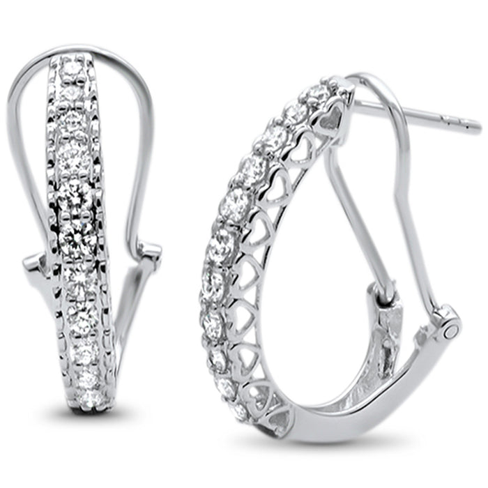 DIAMOND CLOSEOUT! .50ct F SI 14kt White Gold Diamond J Hoop Huggie Earrings