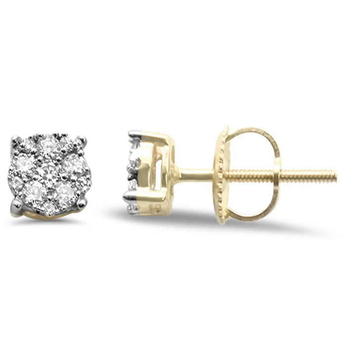 .25ct G SI 14K Yellow Gold Micro Pave Diamond Stud Earrings