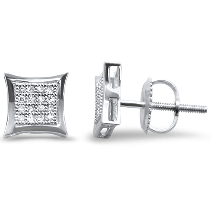 DIAMOND CLOSEOUT! .12ct G SI 10K White Gold Diamond Square Micro Pave Earrings