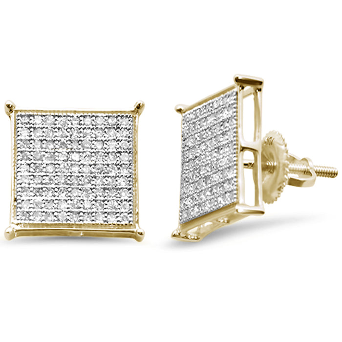 DIAMOND CLOSEOUT! .52ct G SI 10K Yellow Gold Diamond Square Micro Pave Earrings