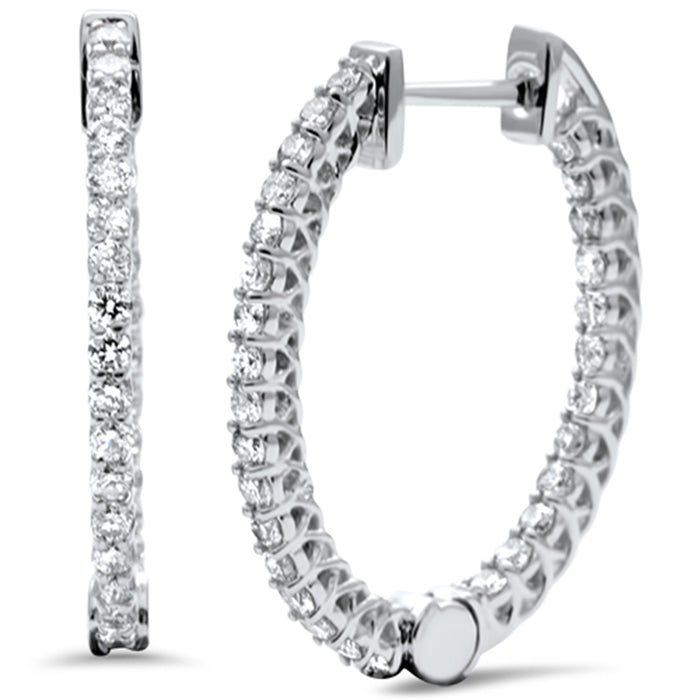 DIAMOND CLOSEOUT! .99ct G SI 14K White Gold Diamond Fashion Hoop Earrings