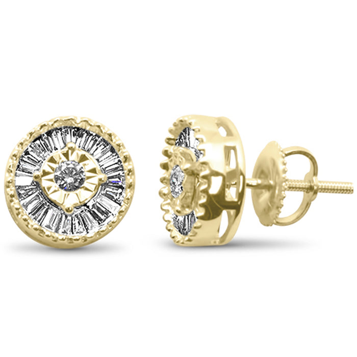DIAMOND CLOSEOUT! .52ct G SI 14K Yellow Gold Diamond Baguette & Round Earrings