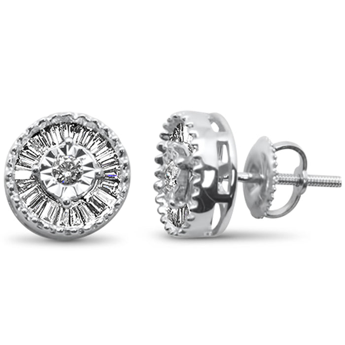 DIAMOND CLOSEOUT! .50ct G SI 14K White Gold Baguette & Round Diamond Earrings