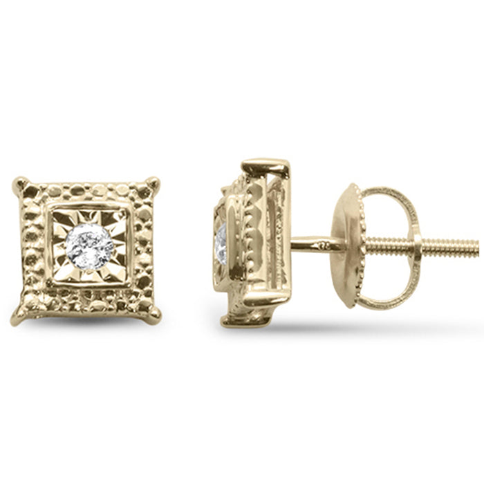 DIAMOND CLOSEOUT! .10ct G SI 10K Yellow Gold Diamond Square Shaped Earrings
