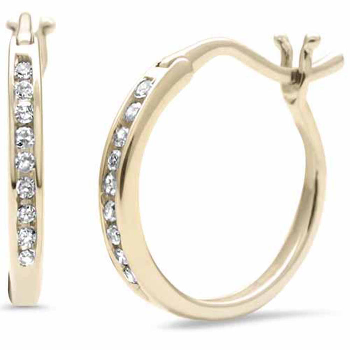 DIAMOND CLOSEOUT! .09ct G SI 10K Yellow Gold Diamond Hoop Earrings