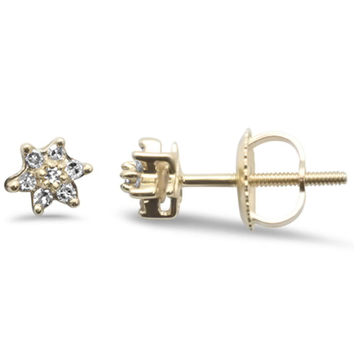 DIAMOND CLOSEOUT! .13ct G SI 10KT Yellow Gold Diamond Round Flower Stud Earrings