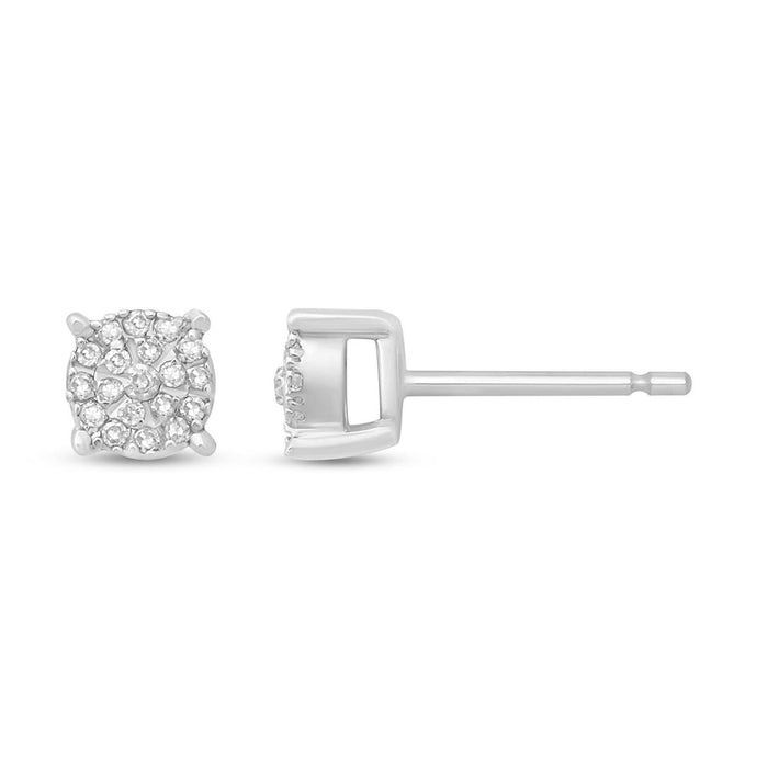 .10ct G SI 10KT White Gold Diamond Round Stud Earrings
