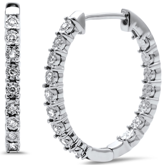 DIAMOND CLOSEOUT! .13ct G SI 10KT White Gold Diamond Hoop Earrings