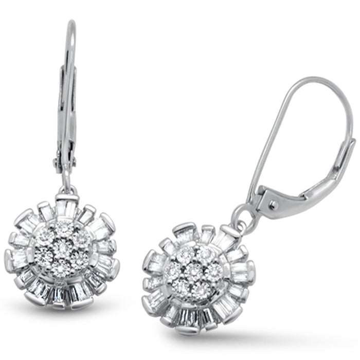 DIAMOND CLOSEOUT! .27ct G SI 14K White Gold Diamond Round & Baguette Lever Back Earrings