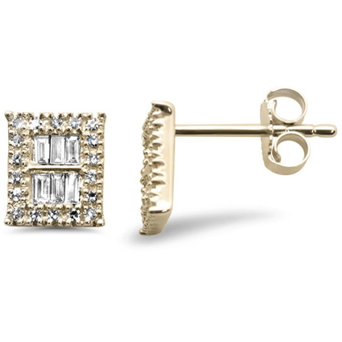 DIAMOND CLOSEOUT! .25ct G SI 14K Yellow Gold Diamond Round & Baguette Earrings
