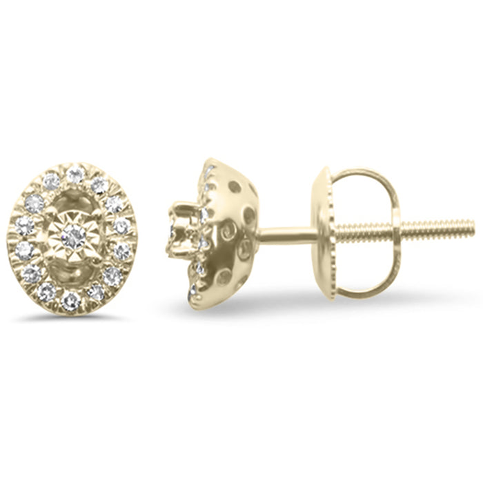 DIAMOND CLOSEOUT! .13ct G SI 10K Yellow Gold Diamond Oval Shaped Round Earrings