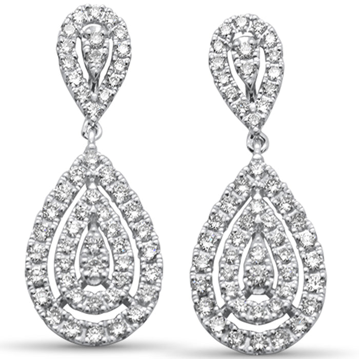 DIAMOND CLOSEOUT! 1.49ct G SI 14K White Gold Diamond Pear Shape Dangling Earring