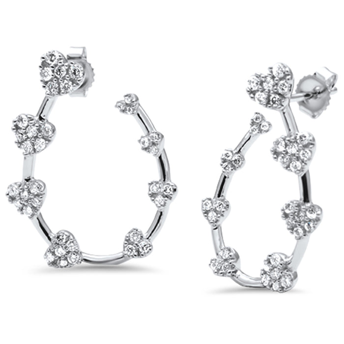 DIAMOND CLOSEOUT! .74ct G SI 14K White Gold Diamond Heart Hoop Earring