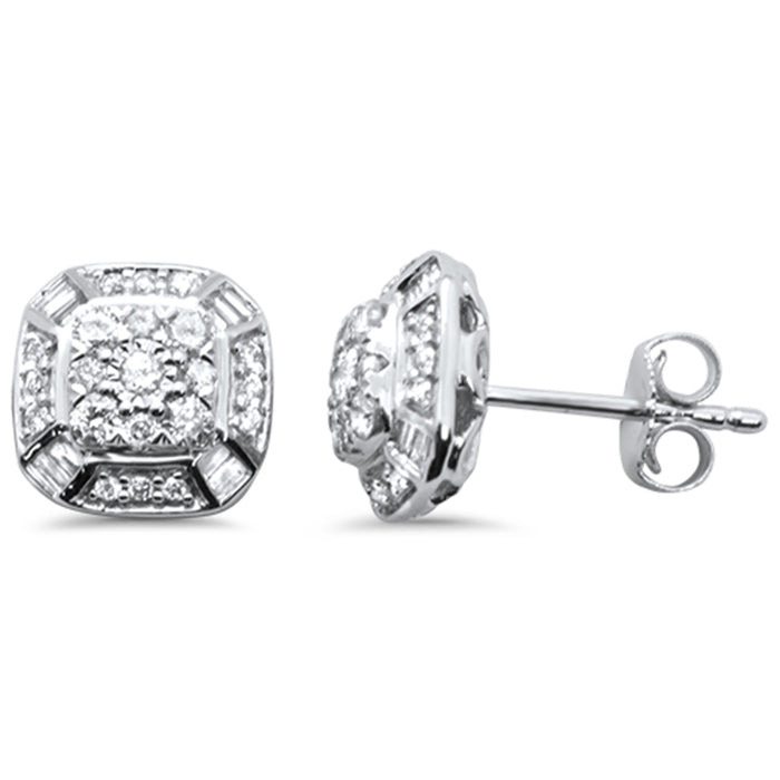 DIAMOND CLOSEOUT! .48ct G SI 14K White Gold Round & Baguette Diamond Earring