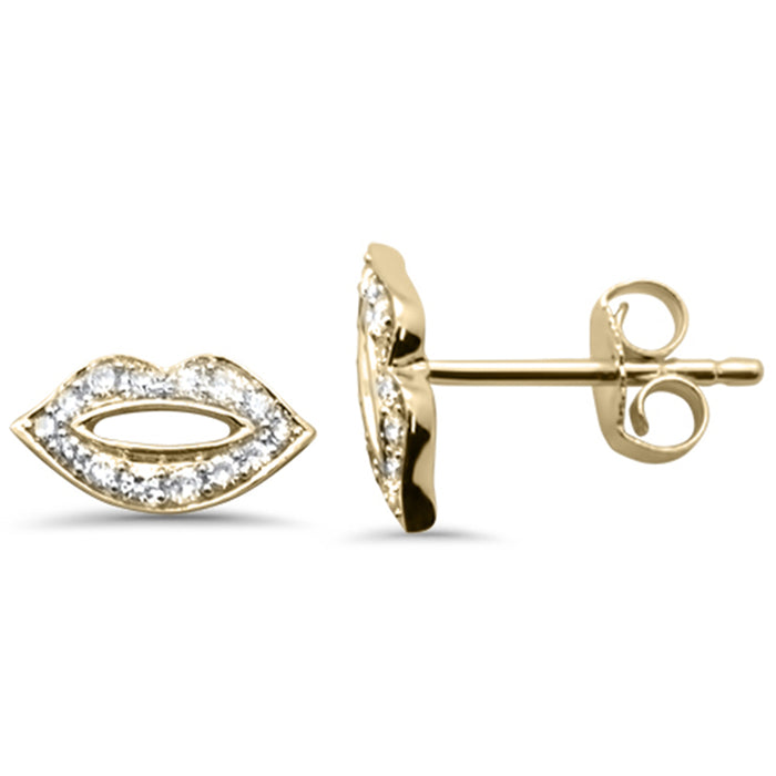 DIAMOND CLOSEOUT! .15ct G SI 14K Yellow Gold Diamond Lips Earring