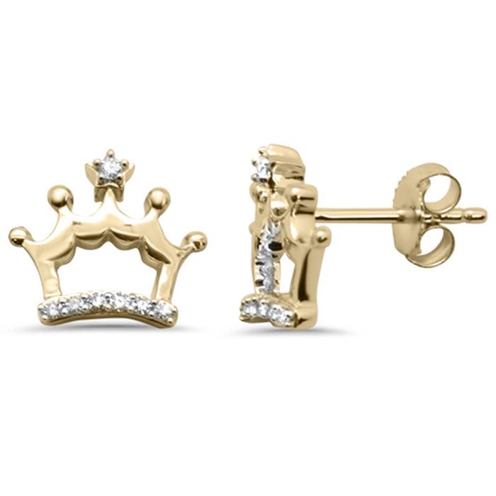DIAMOND CLOSEOUT! .08ct G SI 14K Yellow Gold Diamond Crown Shaped Earring