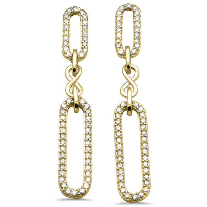 DIAMOND CLOSEOUT! .50ct G SI 14K Yellow Gold Round Diamond Paperclip Infinity Dangling Earrings