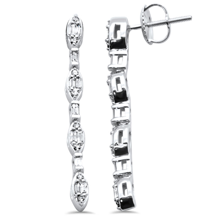 DIAMOND CLOSEOUT! .35ct G SI 14K White Gold Round & Baguette Diamond Drop Earrings